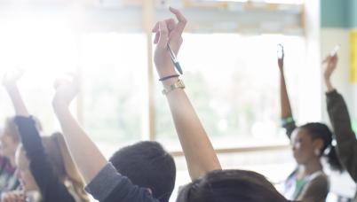 Hands up in classroom