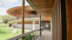 The verandah of a home built from bamboo